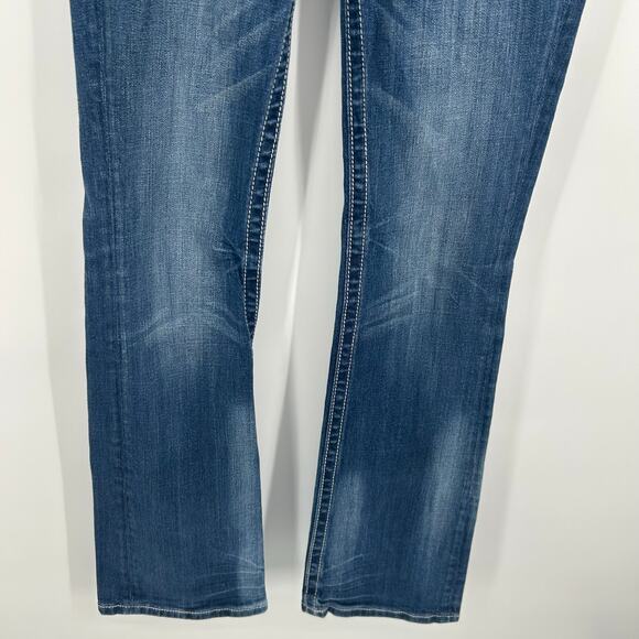 Vintage y2k Women's Low Rise Bedazzled Miss Me Blue Denim Bootcut Jeans Sz 27 - Picture 6 of 10